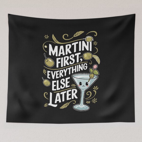 Item preview, ''Martini First'' Kawaii Martini Fan T-Shirt designed and sold by Witty Shirts.