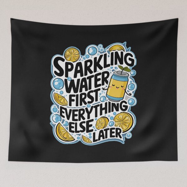 Item preview, ''Sparkling Water First '' Kawaii Sparkling Water Fan T-Shirt designed and sold by Witty Shirts.