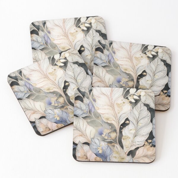 Item preview, Textured Rustic Vintage floral leaves in neutral colours, shades of gray and gold designed and sold by navitalidesign.