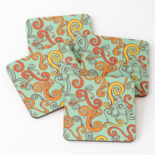 Item preview, Seamless patetrn with abstract curly drops. Floral endless camo ornament texture designed and sold by bvdesignart.