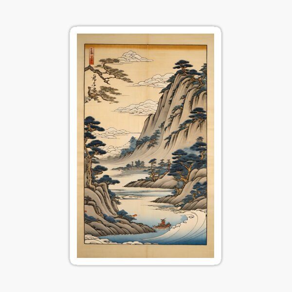 Item preview, Mountainous landscape designed and sold by Ukiyojap.