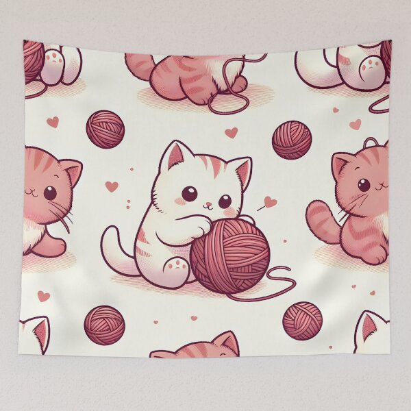 Item preview, Adorable Kittens with Yarn Balls Pattern designed and sold by CitrineLinker.