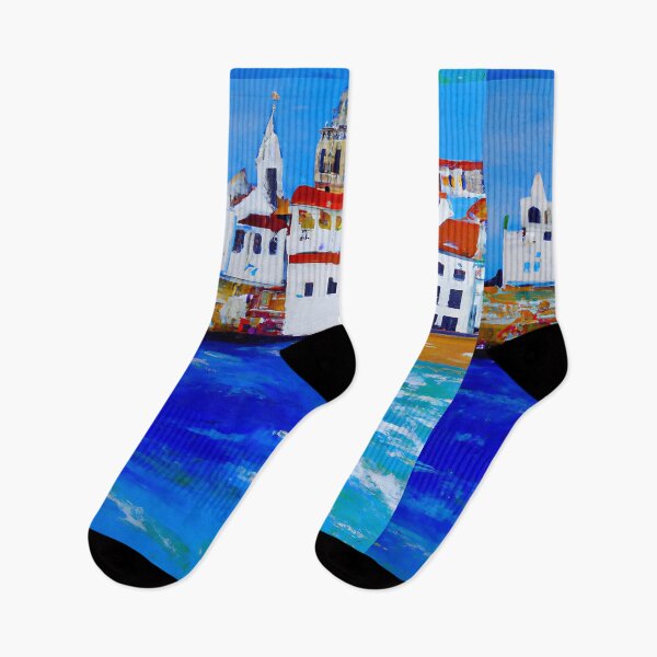 Item preview, oil painting on canvas.the town near the sea designed and sold by bvdesignart.