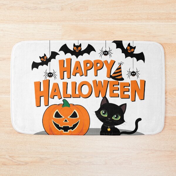 Item preview, Happy Halloween Day , Cute pumpkin, Bat and spider scary smile and black cat party, vector illustration designed and sold by CreativebyTKK.
