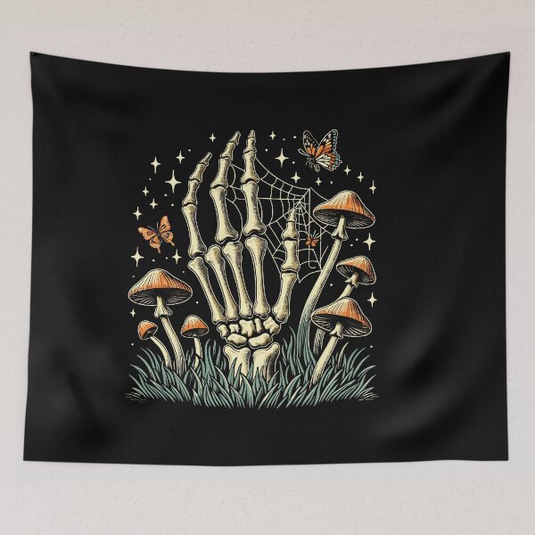 Item preview, Mushroom Skeleton Aesthetic Vintage Dark Cottagecore Gothic designed and sold by Dressed For  Duty.