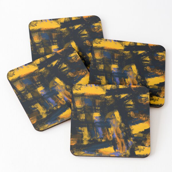 Item preview, Cross hatching strokes, artwork, oil painting on canvas. Yellow acrylic art, artistic texture. Abstract grungy background, light hand painted cover, backdrop, brown and dark blue paint pattern designed and sold by bvdesignart.