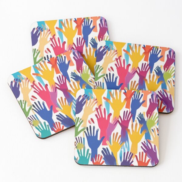 Item preview, Colorful diverse people hand abstract art seamless pattern. Multi-ethnic community raised hands, cultural diversity group crowd background designed and sold by bvdesignart.