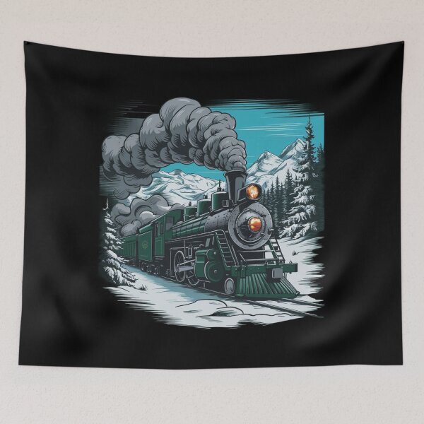 Item preview, Vintage Locomotive in Snowy Mountains designed and sold by MyNiceDesigns.