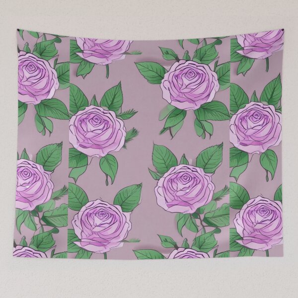 Item preview, Bright acryl lilac pink rose paint rustic sketch autumn yard scene view hand drawn. Sun light style spring rural bud petal farm lawn grass scenic white even text space herbal greet card designed and sold by bvdesignart.