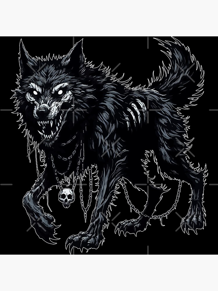 Monochromatic Creepy Goth Wolf