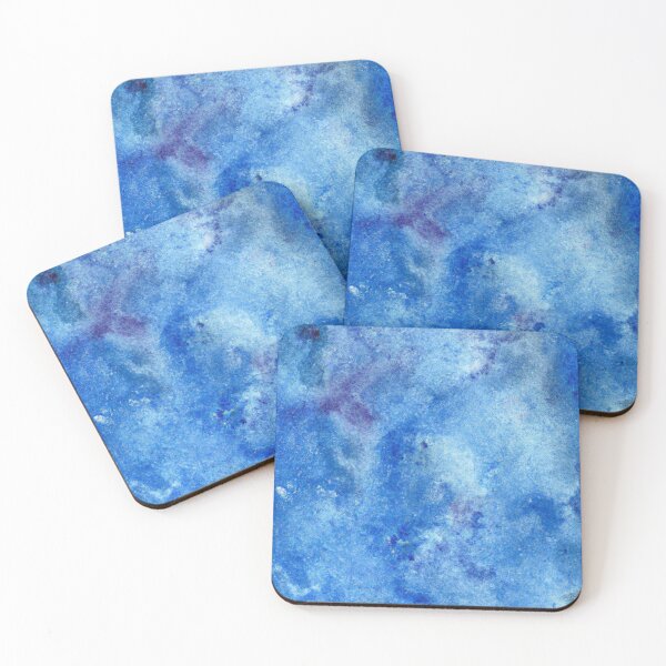 Item preview, Blue watercolor background with blotchiness and paint strokes. Winter frost texture designed and sold by bvdesignart.