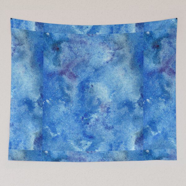 Item preview, Blue watercolor background with blotchiness and paint strokes. Winter frost texture designed and sold by bvdesignart.