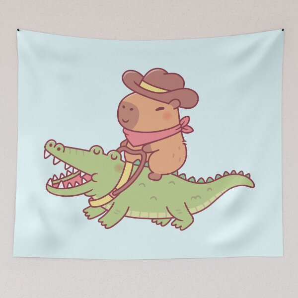 Item preview, Cute Capybara Cowboy Riding A Crocodile Funny designed and sold by rustydoodle.