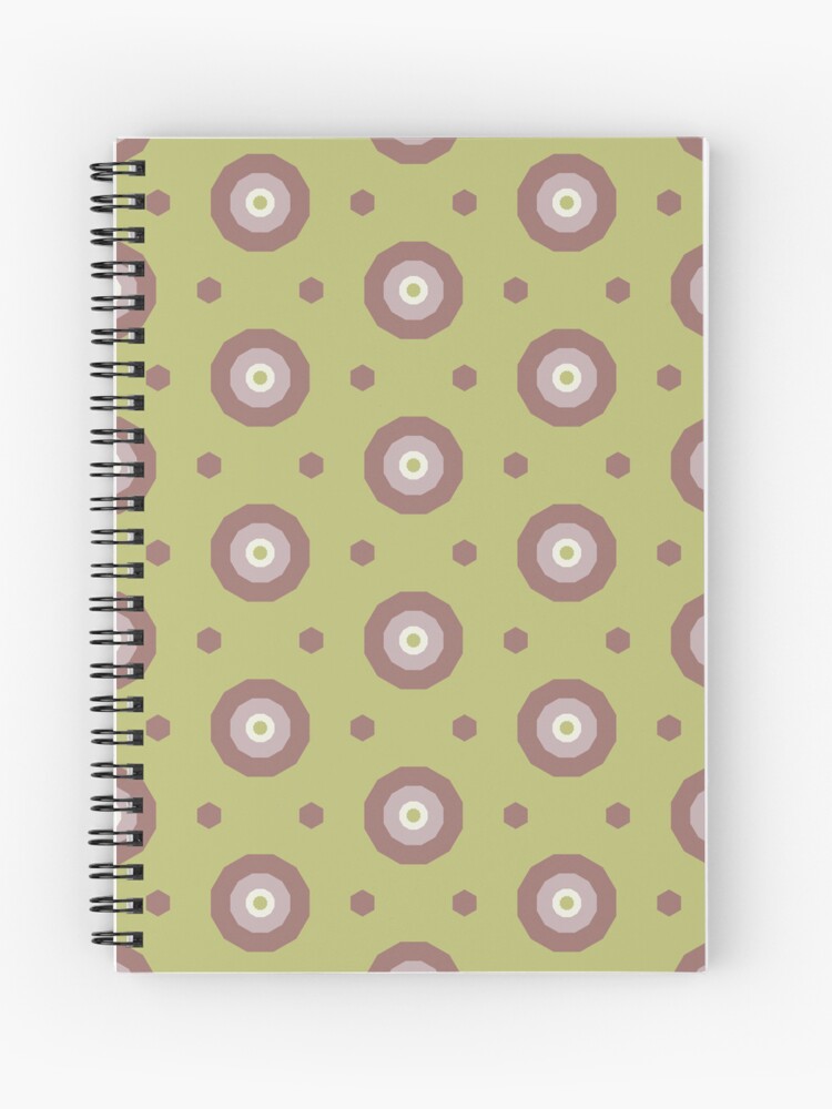 Journal, Geometric Warm Neutrals Colorful Bullseyes And Hexagons designed and sold by Triplicate Limited