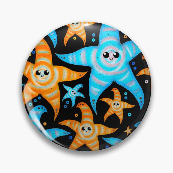 Item preview, cyan and orange spiral starfishes - black designed and sold by doveydotdraws.