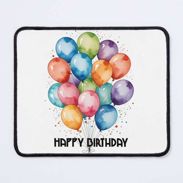 Item preview, Happy birthday balloons rainbow watercolor or congratulations art paint illustration art deco birthday text designed and sold by cheekylorns.