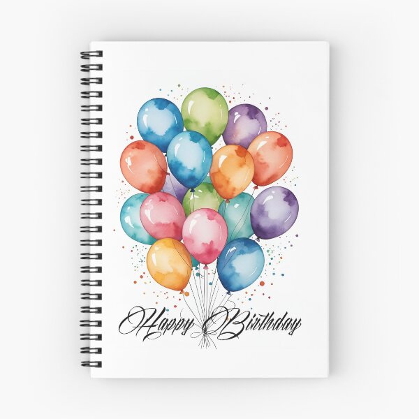 Item preview, Happy birthday balloons rainbow watercolor or congratulations art paint illustration scribble birthday text designed and sold by cheekylorns.