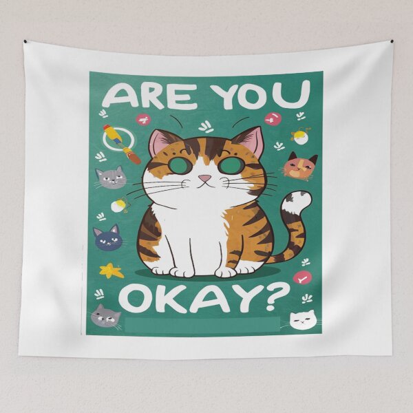 Item preview, Are you okay R u ok cat colourful illustration  designed and sold by RAZ1995.