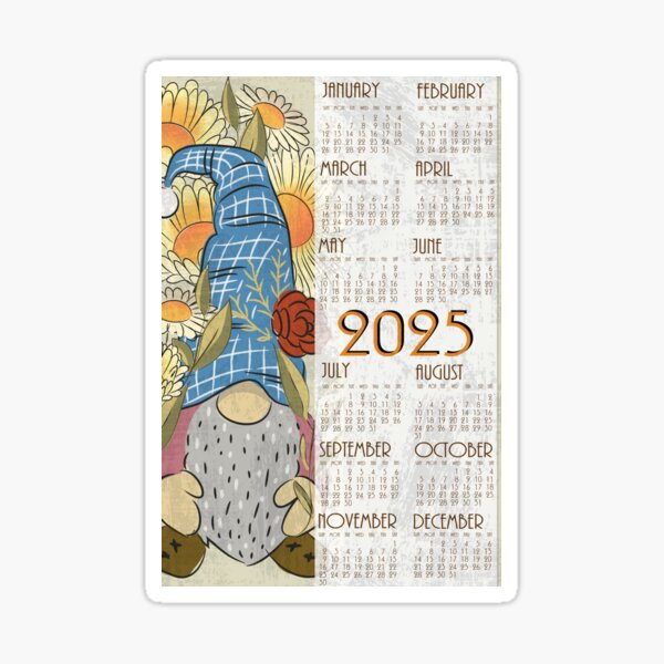 Calendar gnome 2025 Sticker