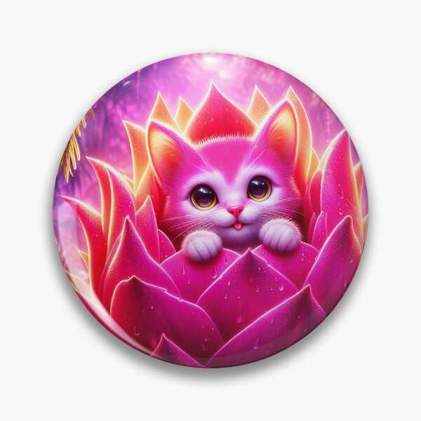 Item preview, Pink pitaya Cat: cute kitten in the pitaya magical art designed and sold by EmeraldeaArt.