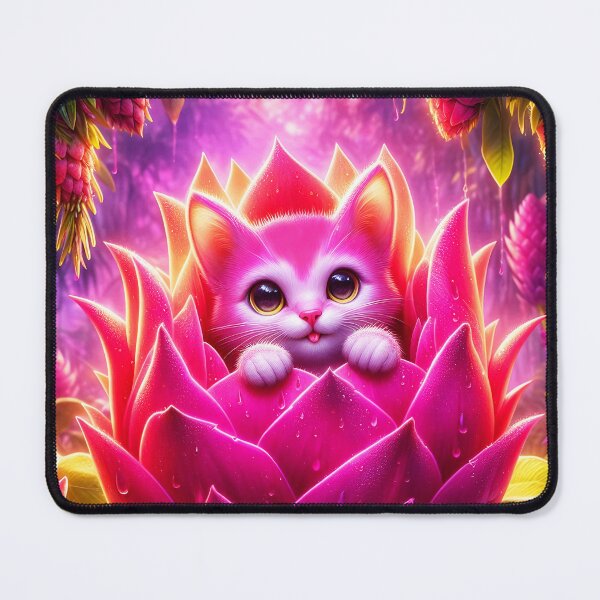 Item preview, Pink pitaya Cat: cute kitten in the pitaya magical art designed and sold by EmeraldeaArt.