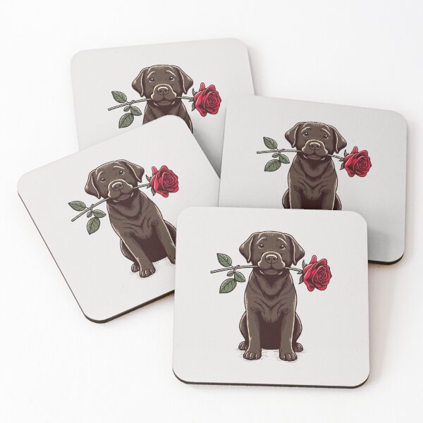 Item preview, Chocolate Labrador Retriever Giving a Red Rose designed and sold by Nanthanon.