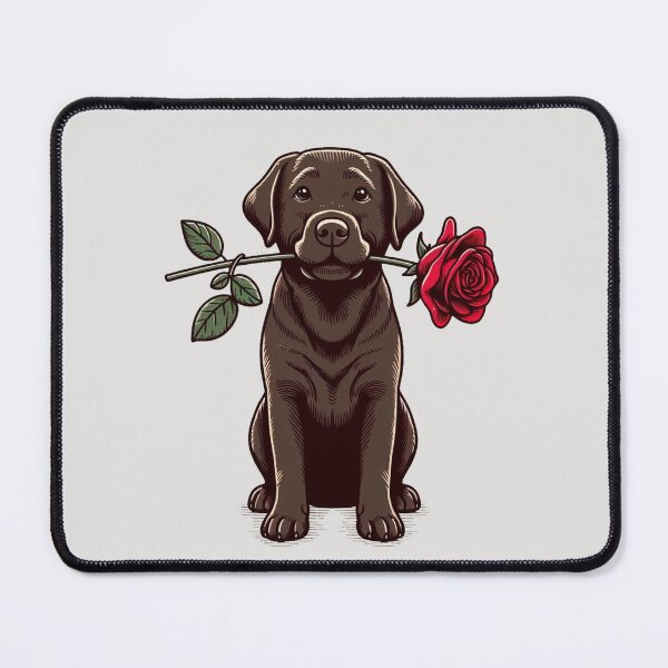 Item preview, Chocolate Labrador Retriever Giving a Red Rose designed and sold by Nanthanon.