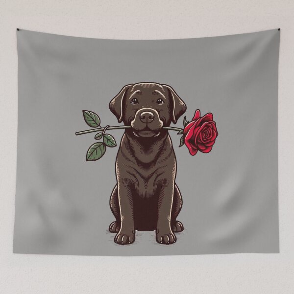 Item preview, Chocolate Labrador Retriever Giving a Red Rose designed and sold by Nanthanon.