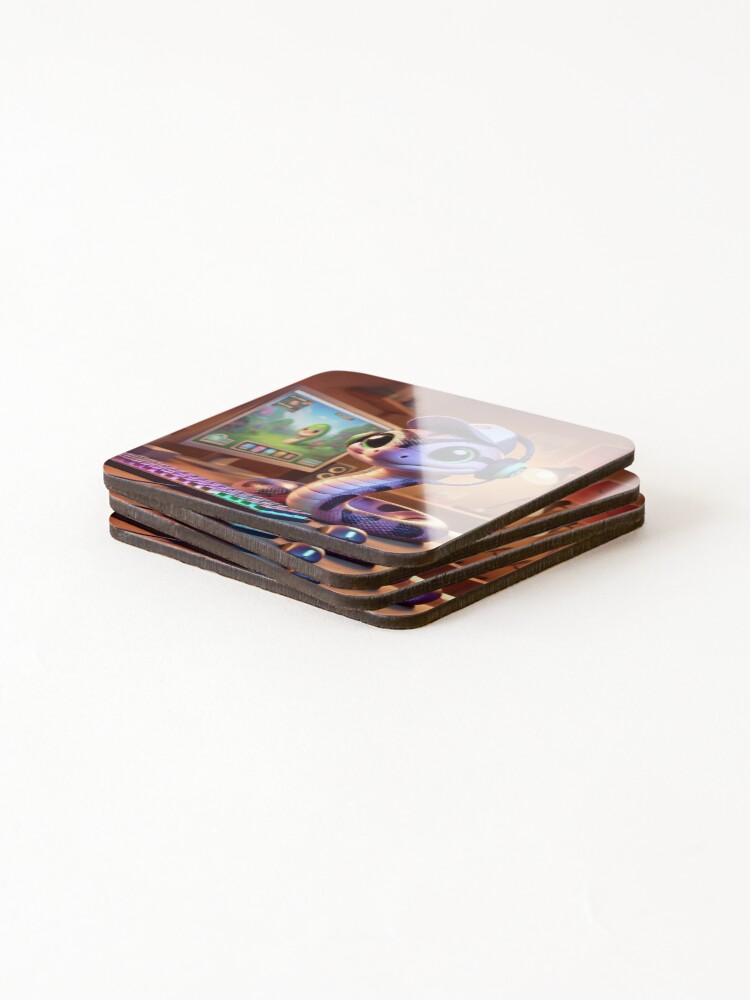 Thumbnail 4 of 5, Coasters (Set of 4), Gamer Amethystine Python designed and sold by Sillytoe.