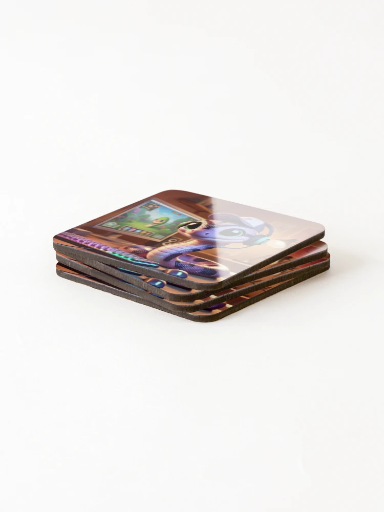 Thumbnail 4 of 5, Coasters (Set of 4), Gamer Amethystine Python designed and sold by Sillytoe.