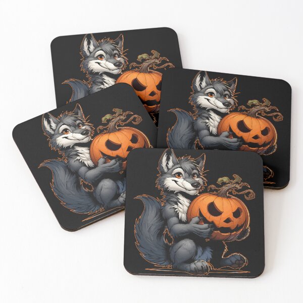 Item preview, Funny Halloween Wolf And Pumpkin designed and sold by TomFrontierArt.