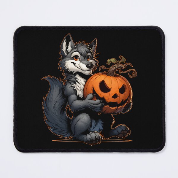 Item preview, Funny Halloween Wolf And Pumpkin designed and sold by TomFrontierArt.