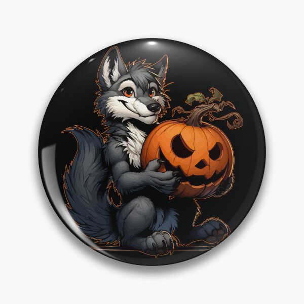 Item preview, Funny Halloween Wolf And Pumpkin designed and sold by TomFrontierArt.