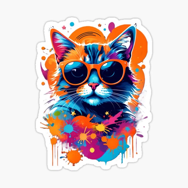 Cool Cat with Sunglasses Art Sticker