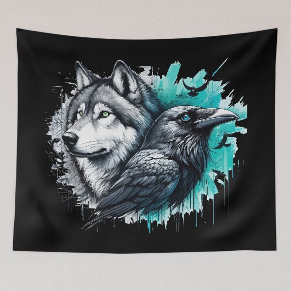 Item preview, Wolf and Raven Street Art Graffiti designed and sold by TomFrontierArt.