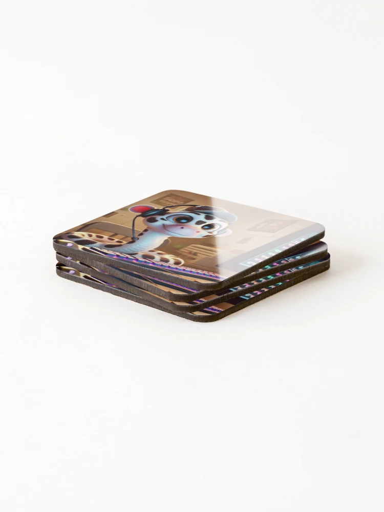 Thumbnail 4 of 5, Coasters (Set of 4), Gamer Cow Reticulated Python designed and sold by Sillytoe.