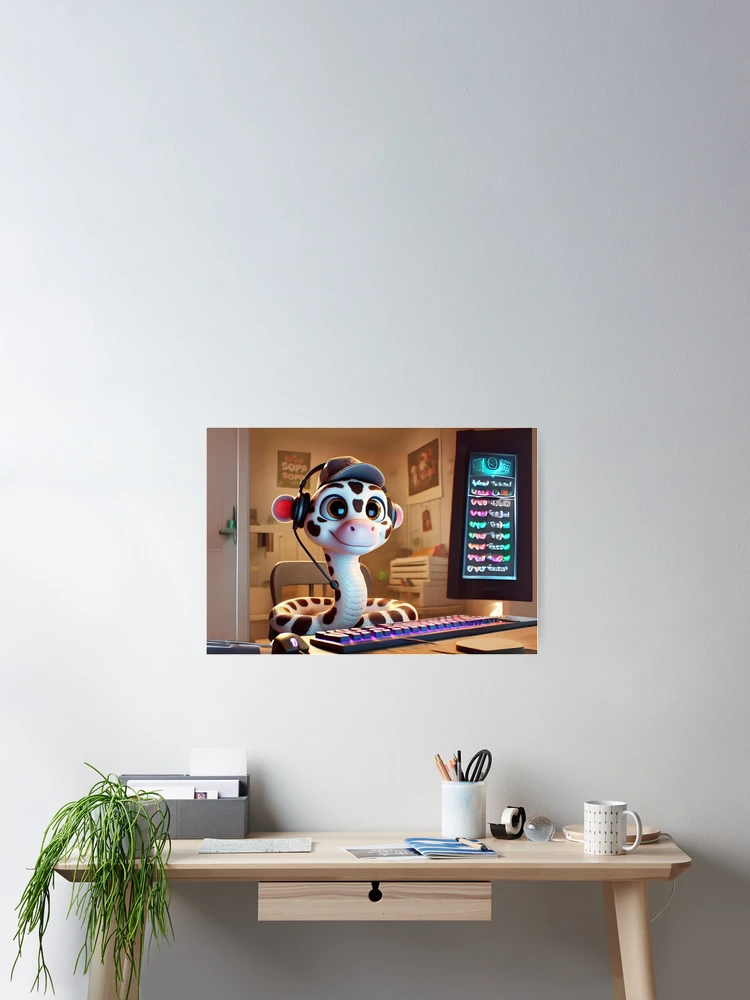 Thumbnail 2 of 3, Poster, Gamer Cow Reticulated Python designed and sold by Sillytoe.
