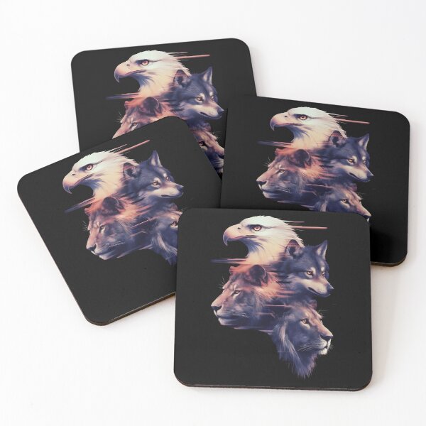 Item preview, Stylized eagle, wolf, and lion in a mesmerizing colour palette designed and sold by MRFEZOO2030.