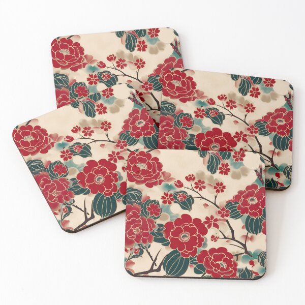 Item preview, Red Japanese Flowers designed and sold by junkydotcom.