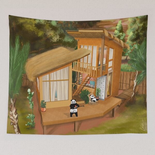 Item preview, Adorable Panda Couple Captured by Drone Amidst Breathtaking Scenery designed and sold by Pandositive.