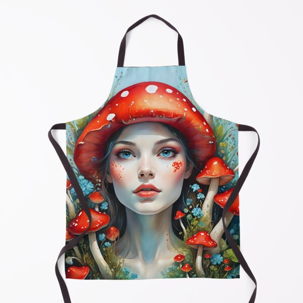 Item preview, Lady Amanita mushroom hair woman portrait designed and sold by EmeraldeaArt.
