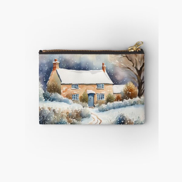 Item preview, Cotswold Cottage in Winter Watercolor Painting designed and sold by MeadowFarmPrint.