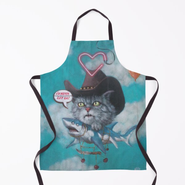Item preview, Totem 3: Cat Cowboy Rides a Shark, Pink neon heart light, I'll Never Let Go, A Surreal Journey of Courage and Absurdity Pop Art Painting designed and sold by Tyler Tilley.