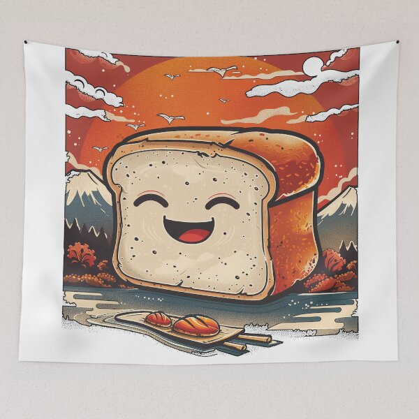 Item preview, Kawaii Japanese style Bread Food Illustration designed and sold by nomiraclehere.