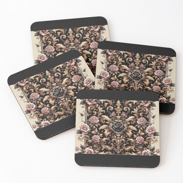 Item preview, Off White, Black & Matte Mauve Rococo With Roses designed and sold by DesignsByPrnces.