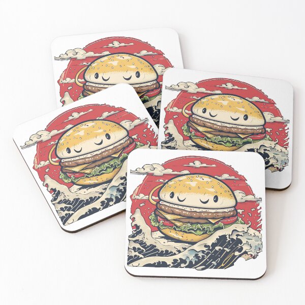Item preview, Kawaii Japanese style Burger Food Illustration designed and sold by nomiraclehere.