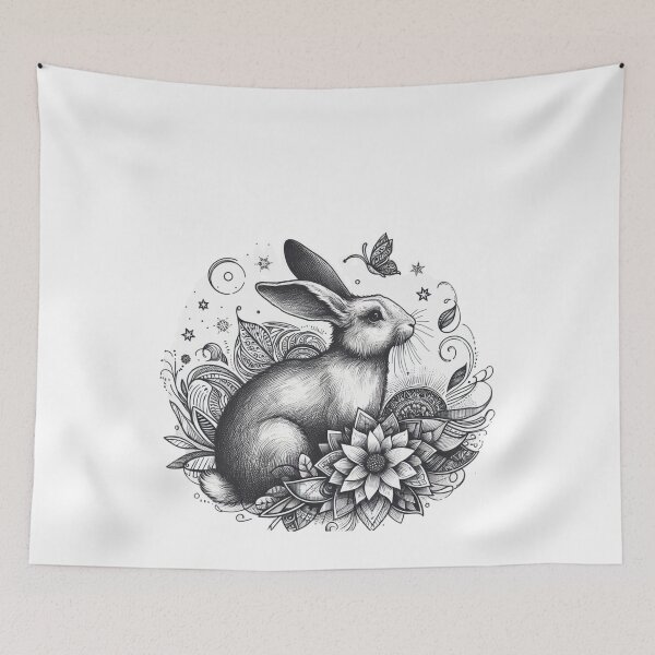 Item preview, bunny surrounded by flowers and butterflies designed and sold by Kinia1982.