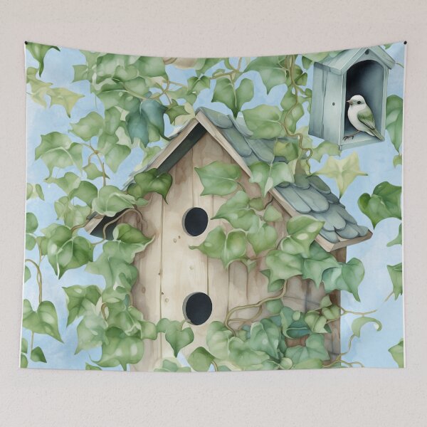 Artikelvorschau, Vogelhaus Efeu Rebe Vogel Botanischer Druck Aquarell entworfen und verkauft von Tammy Marie Russell.