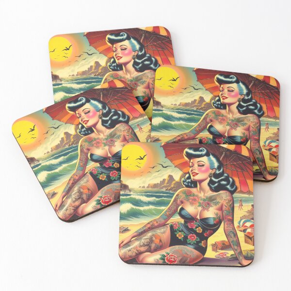 Item preview, Retro Summer Inked Girl designed and sold by PulpVintage.