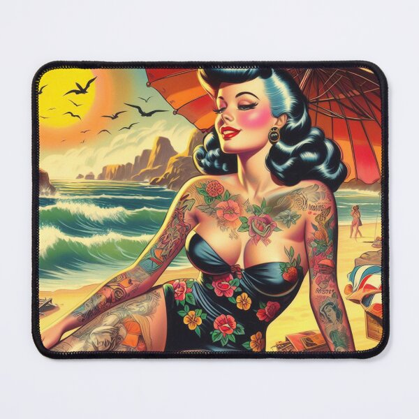 Item preview, Retro Summer Inked Girl designed and sold by PulpVintage.